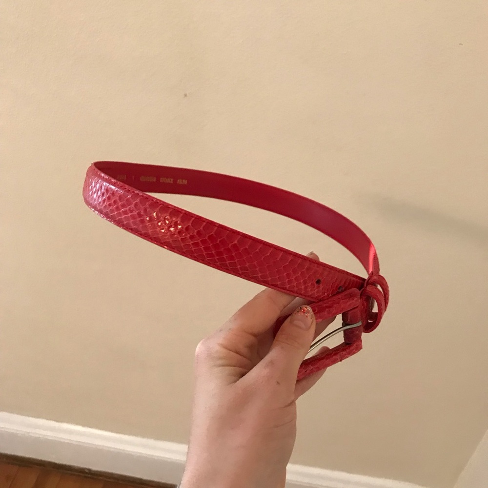 Red Snakeskin Pattern Belt - Picture 3 of 3